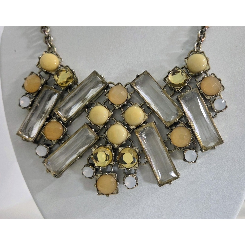 Vintage J. Crew Rhinestone At Deco Crystal Beaded Bib Statement Necklace Glam